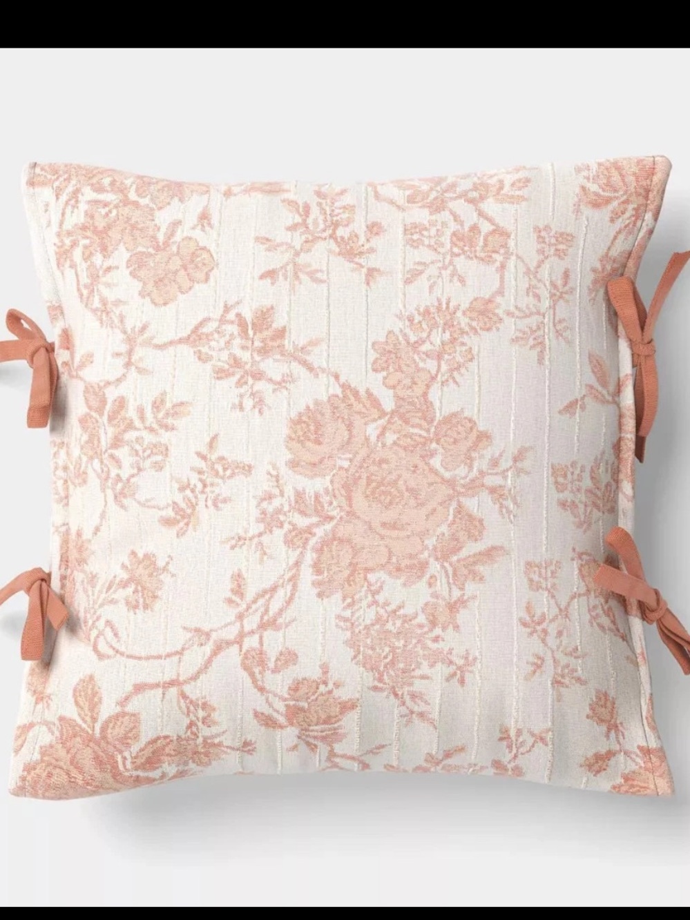 18"x18" Woven Stripe Side-Tie Outdoor Throw Pillow Pink - Threshold Studio McGee